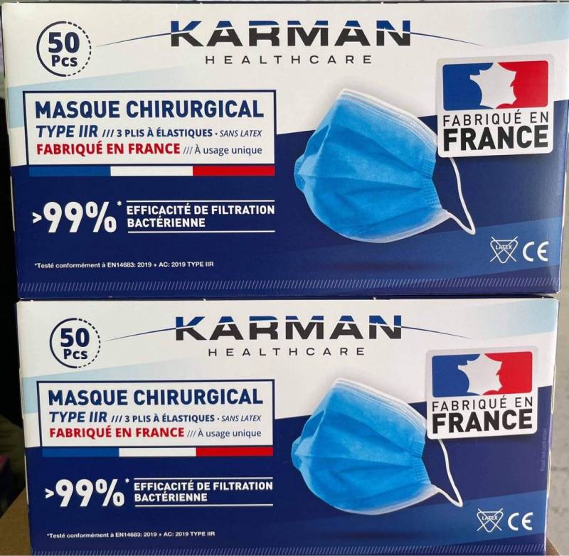 Masque chirurgical type II fabrication française à usage unique boite de 50 masques jetables