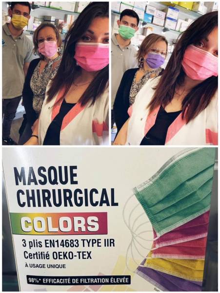 Boite de 50 masques chirurgicaux 3 plis type 2r avec différents coloris sur Solliès-Pont près de Toulon