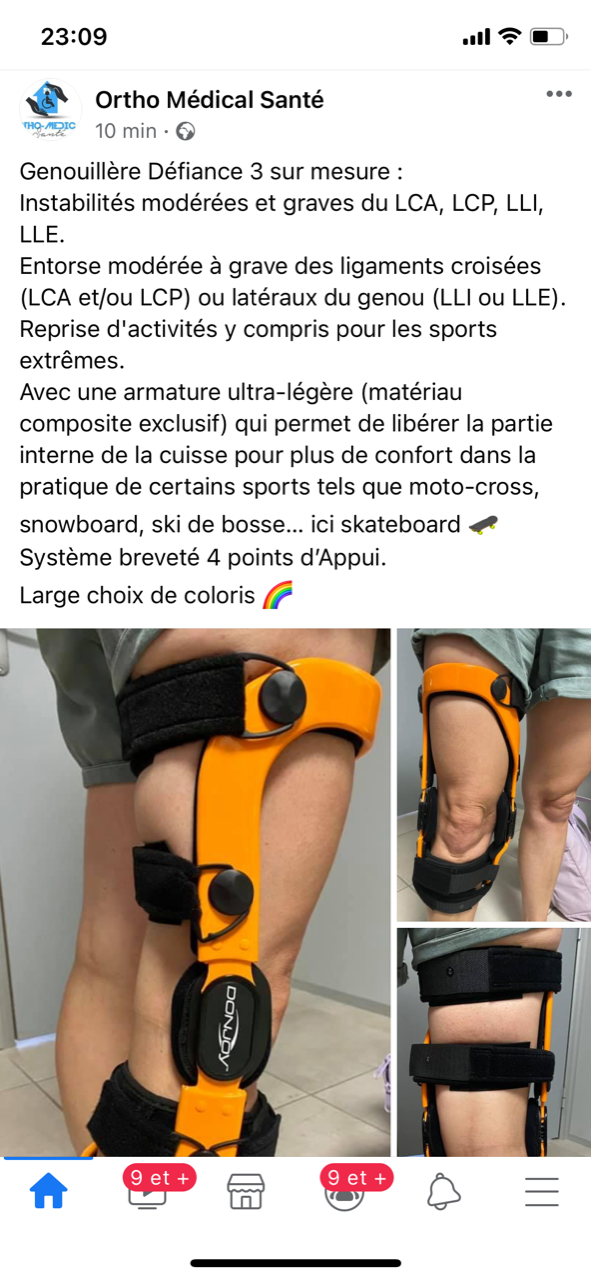 Attelle d'immobilisation ligamentaire de genou à Carnoules proche de Gonfaron dans le Var
