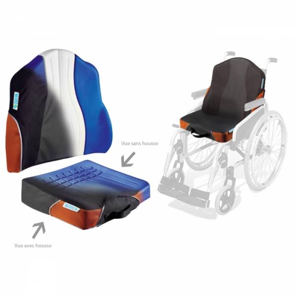 pack coussin et dosseret anti escarres pour fauteuil roulant sur toulon